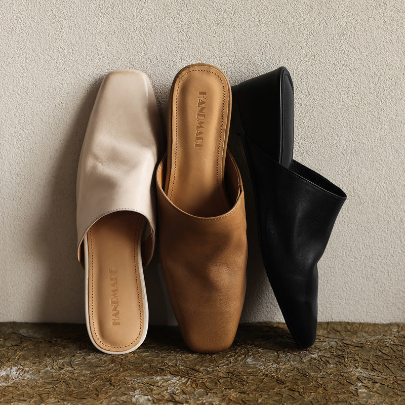 Women's Square-Toe Leather Mules