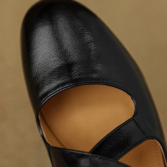 Women's Cross-Strap Leather Flats