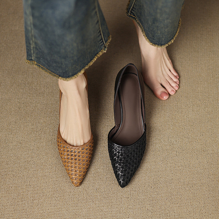 Women's Woven Leather Heels