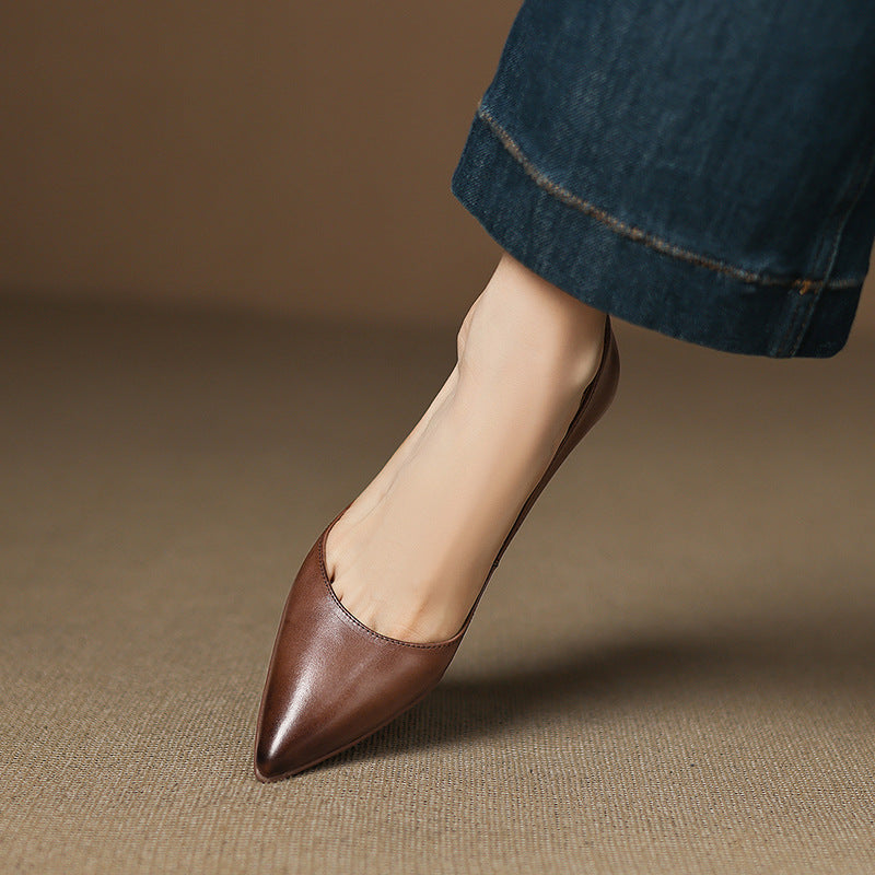 Women's Leather Kitten Heels
