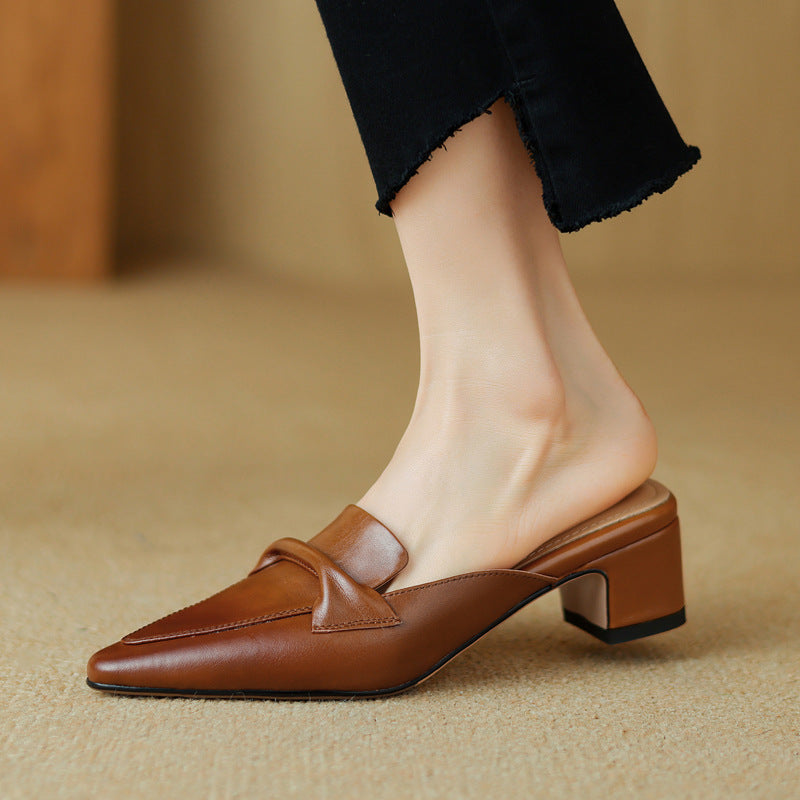 Women's Pointed Leather Mules