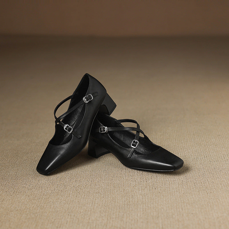 Women's Leather Kitten Heels