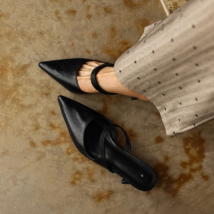 Women's Strap Leather Mules