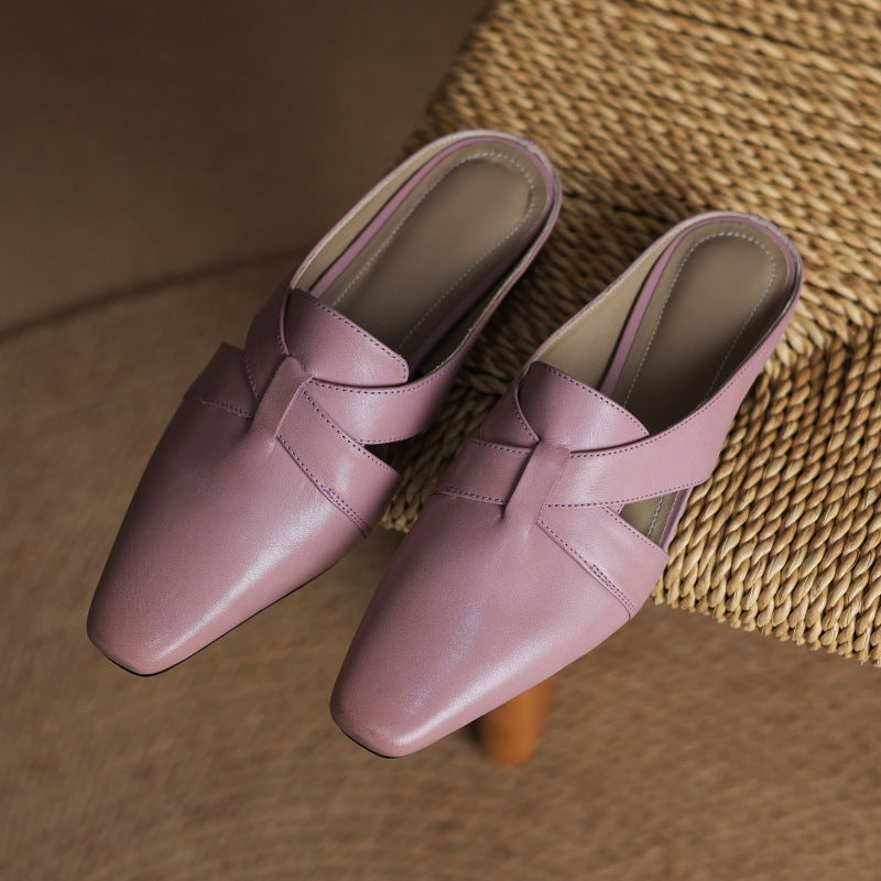 Women's Cross Leather Mules