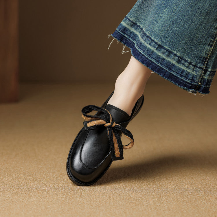 Women's Bow Leather Loafers