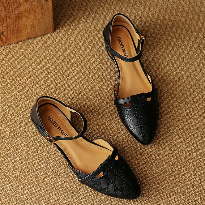 Women's Woven Leather Mary-Janes