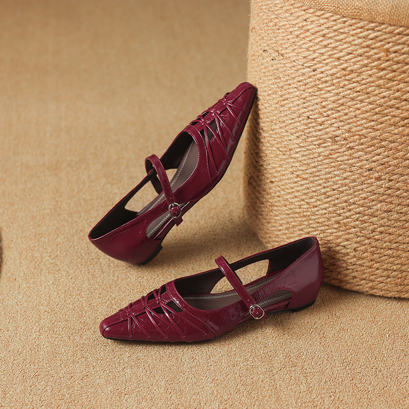 Clairvette™ | Pointed Lattice-Cut Mary Jane Flat