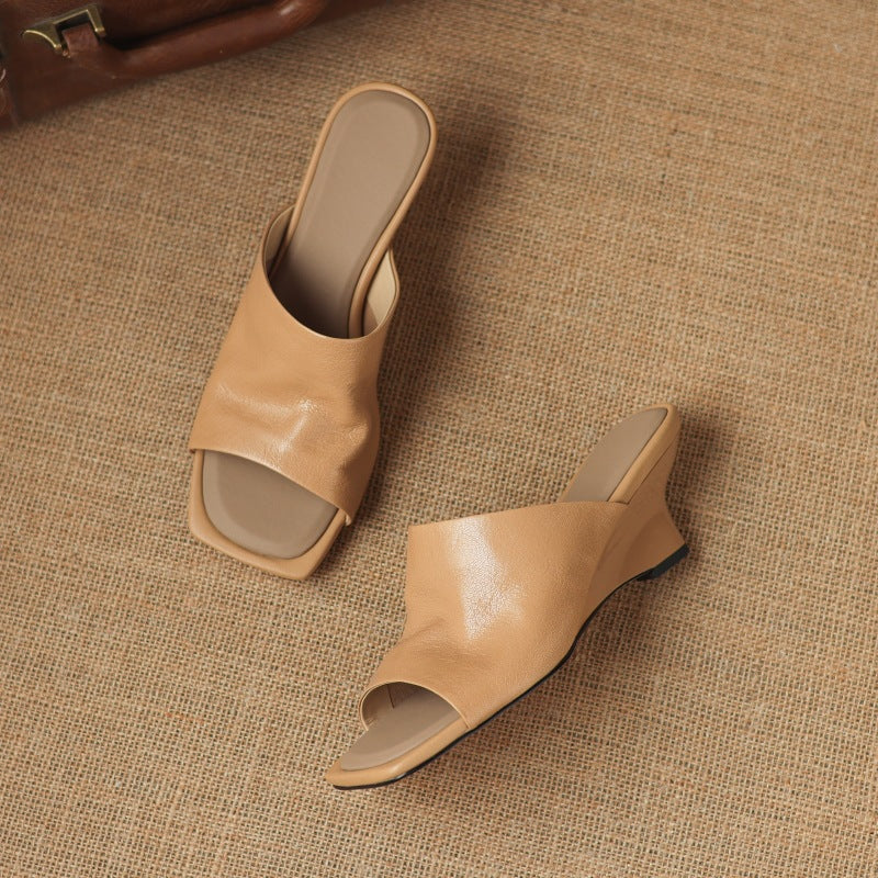 Women's Square-Toe Leather Mules