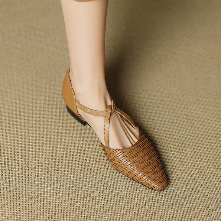 Orvana™ | Woven T-Strap Pointed-Toe Flats