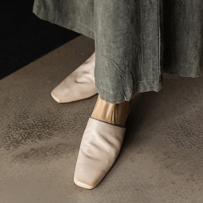 Women's Square-Toe Leather Mules