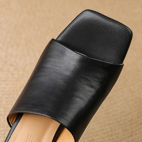 Women's Curve Leather Mule Heels