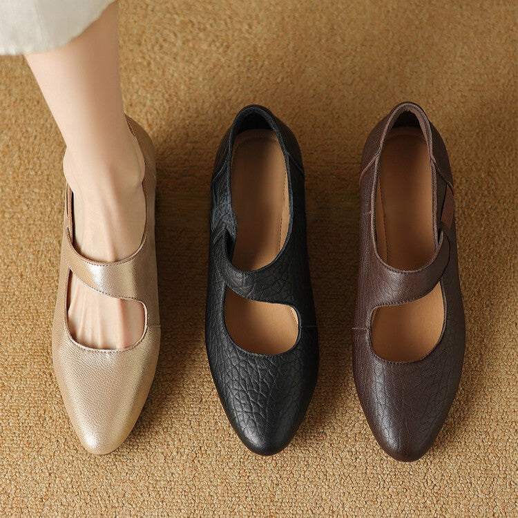 Women's Leather Mary-Jane Heels