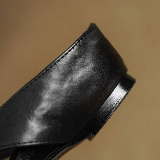 Women's Cross-Strap Leather Mules
