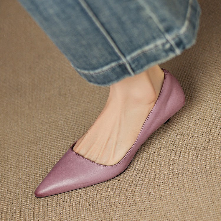 Women's Leather Kitten Heel Pumps
