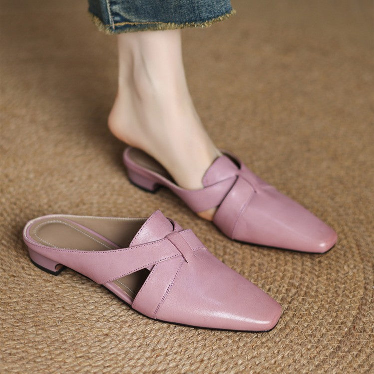 Women's Cross Leather Mules