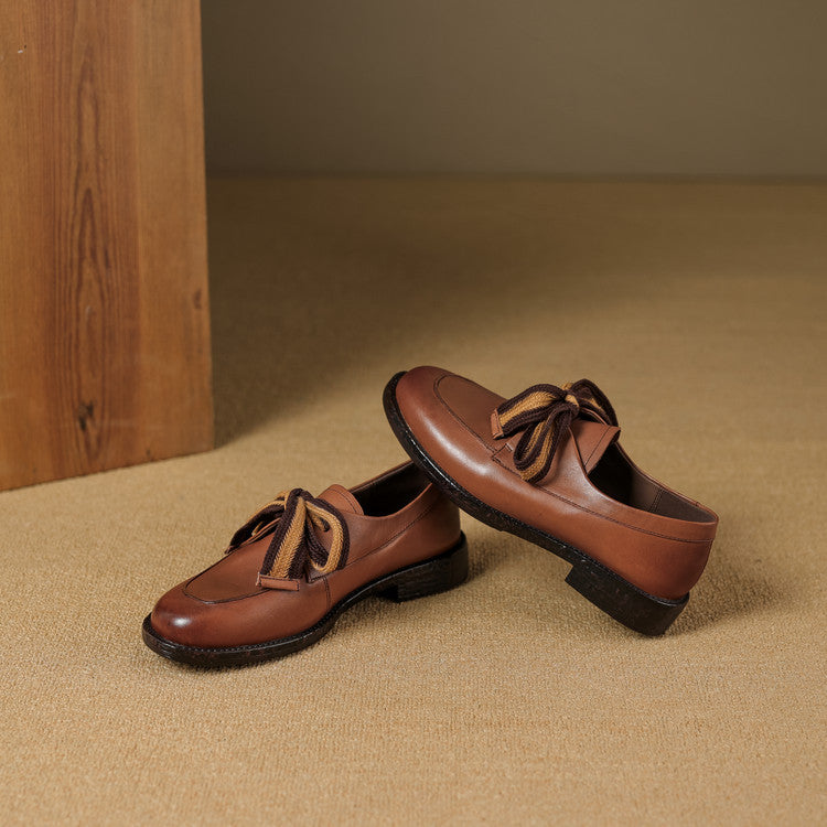 Women's Bow Leather Loafers