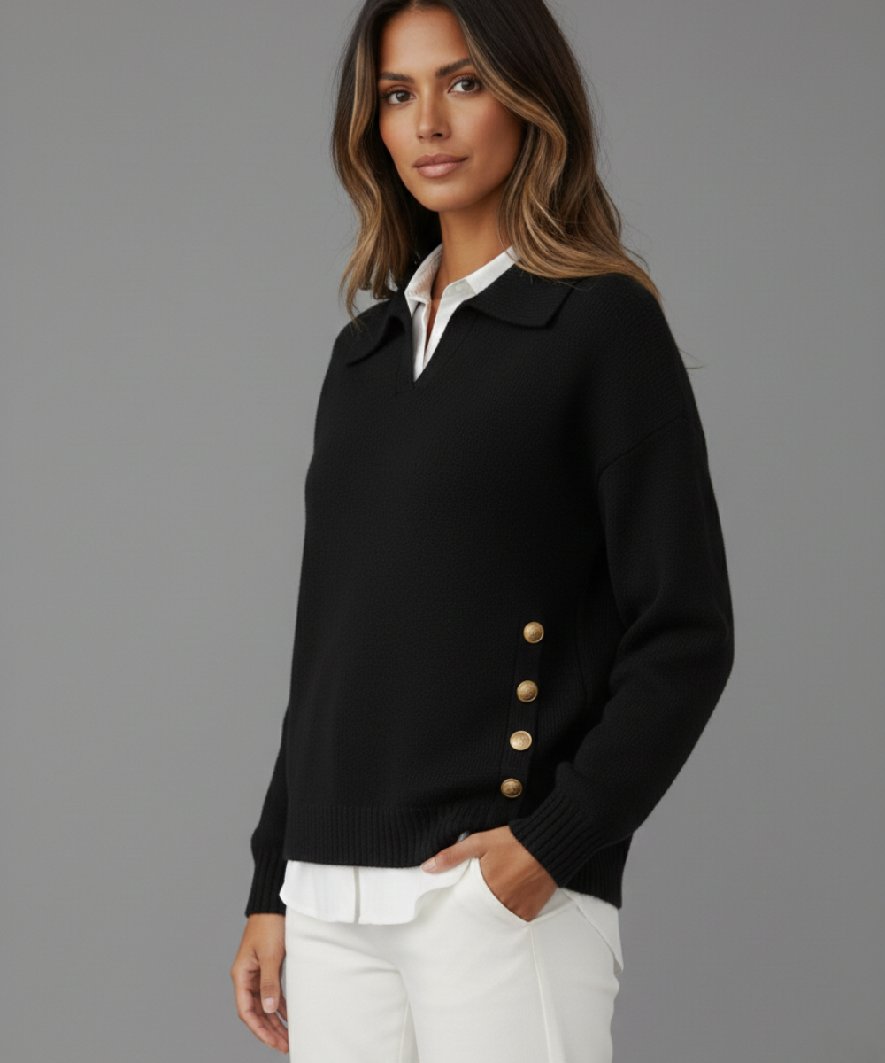 Beverley™ | Relaxed Oversized Lapel Collar Pullover Sweater