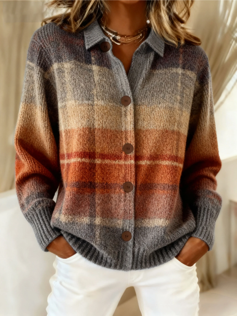 Pluma™ | Autumn Ombre Plaid Cardigan