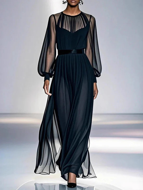 Madeleine™ | Sheer Sleeve Evening Gown
