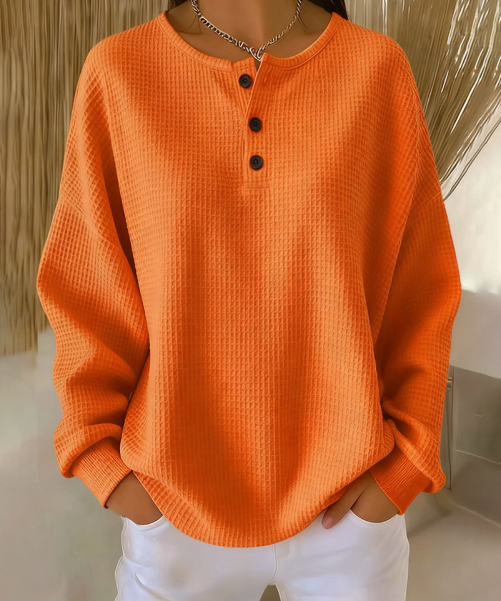 Arvella™ | Relaxed Long Sleeve Henley Sweatshirt