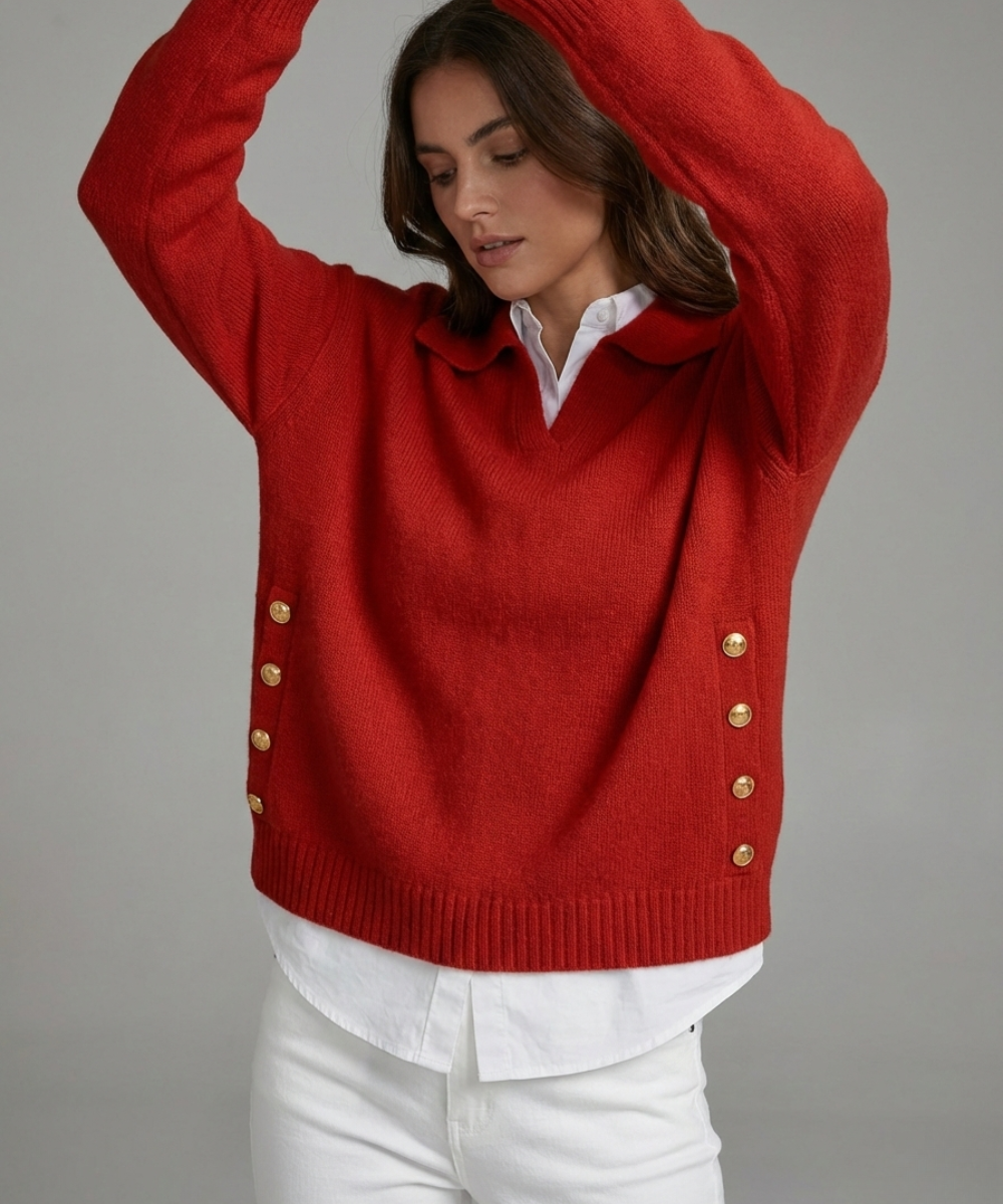 Beverley™ | Relaxed Oversized Lapel Collar Pullover Sweater
