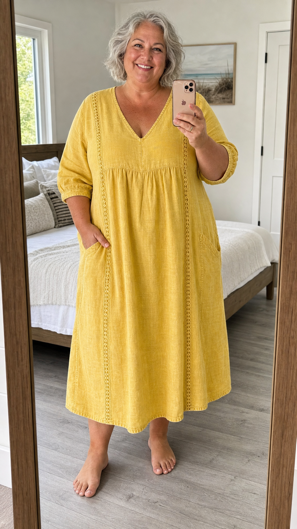 Brynlee™ | Lace-Trim Empire Maxi Dress
