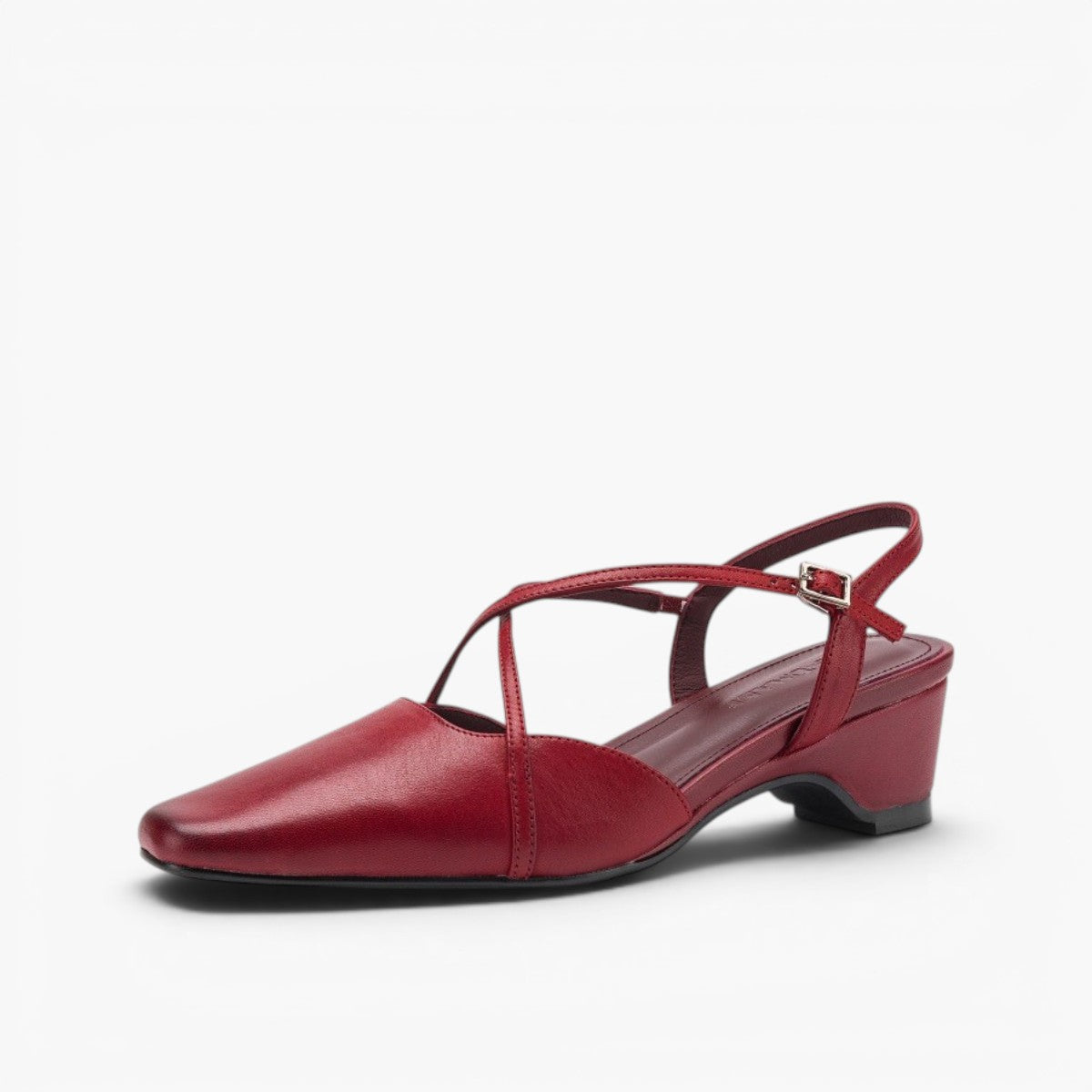 Women's Cross-Strap Leather Slingback Heels