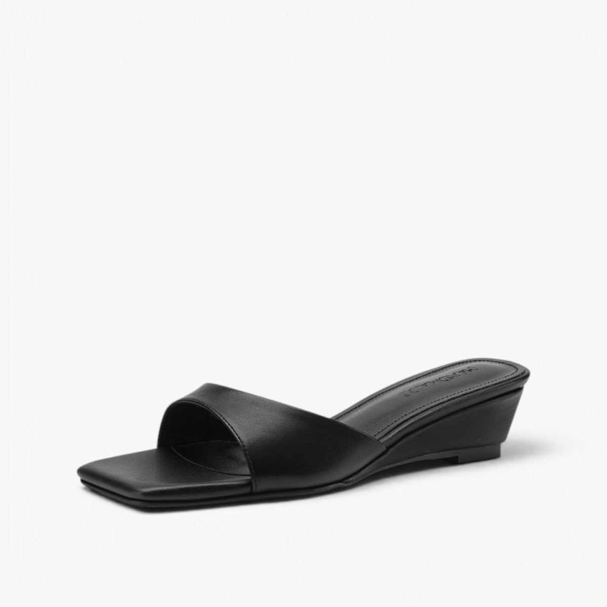 Women's Square-Toe Leather Wedge Mules