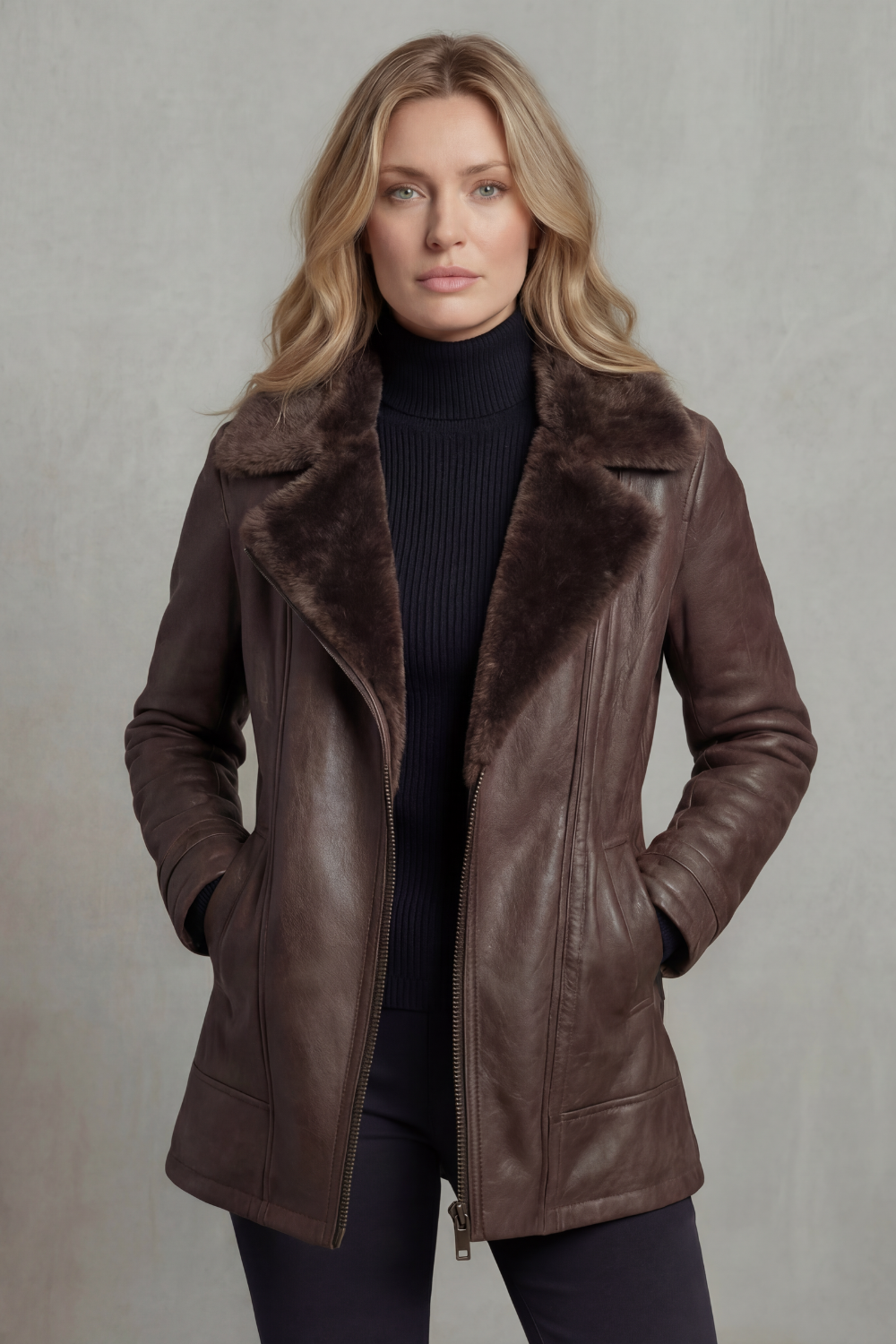 Women's Shearling-lined Elegance Leather Jacket