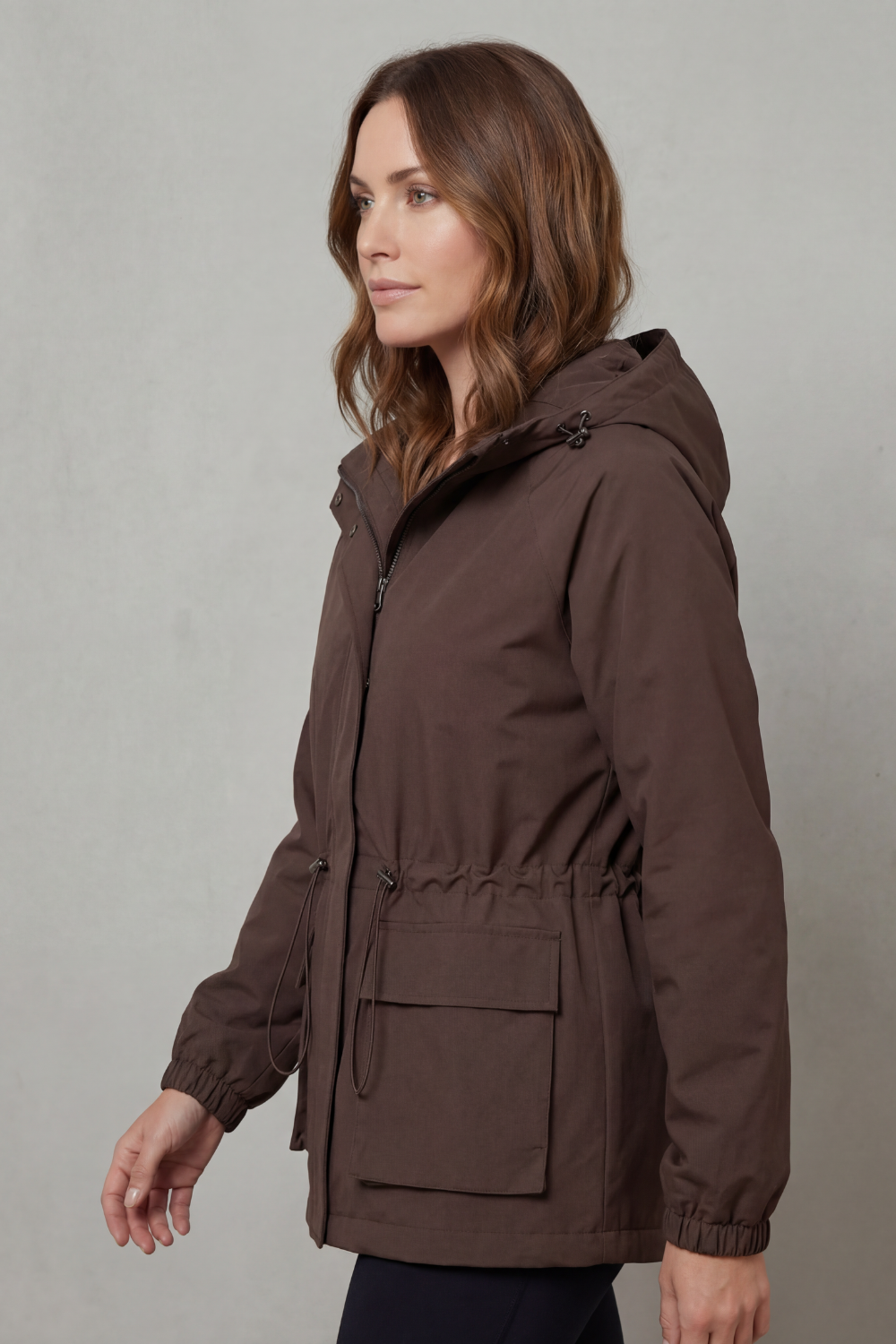 Women's Utility Style Drawstring Waterproof Jacket