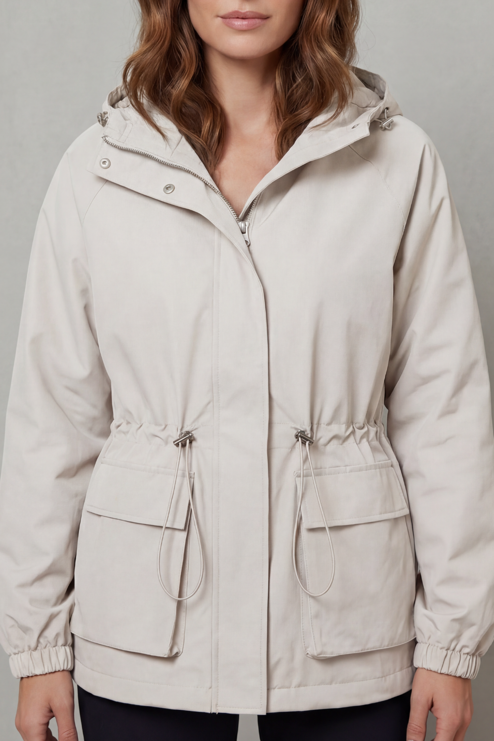 Women's Utility Style Drawstring Waterproof Jacket