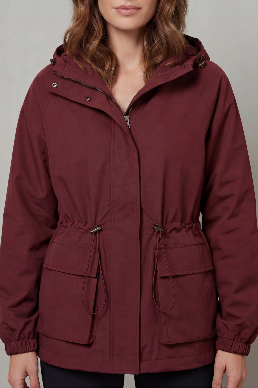 Women's Utility Style Drawstring Waterproof Jacket