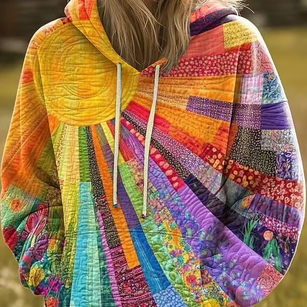 Adriana™ | Bohemian Multicolor Patchwork Hoodie