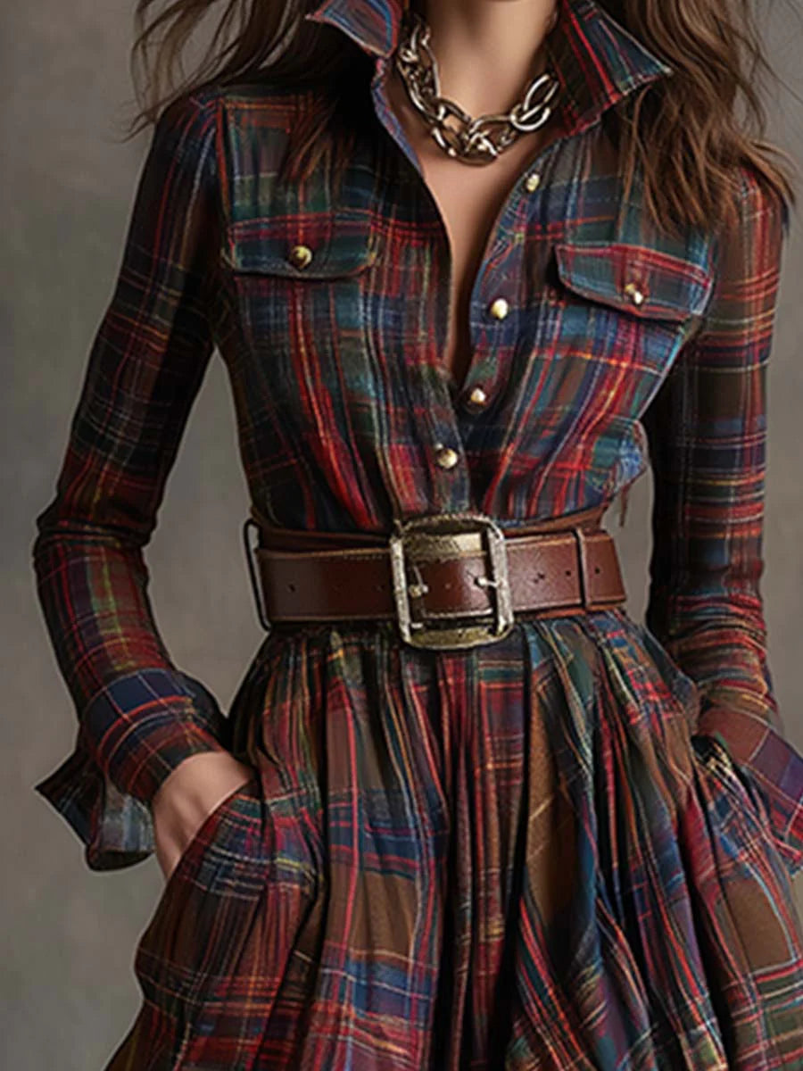 Mackenna™ | Plaid Belted Maxi Dress