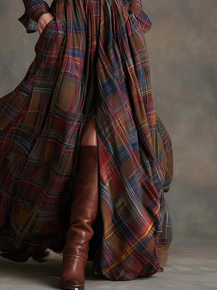Mackenna™ | Plaid Belted Maxi Dress