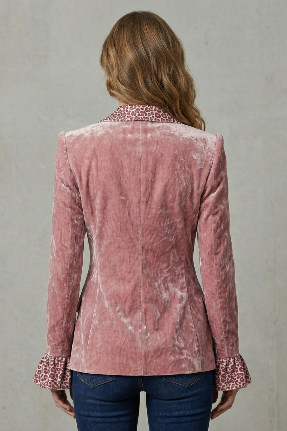 Women's Printed Lapel Statement Velvet Blazer