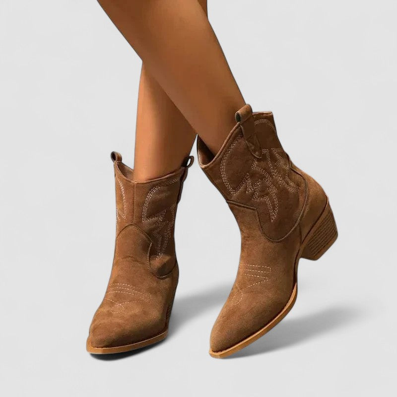 Tatum™ | Embroidered Western Ankle Boots
