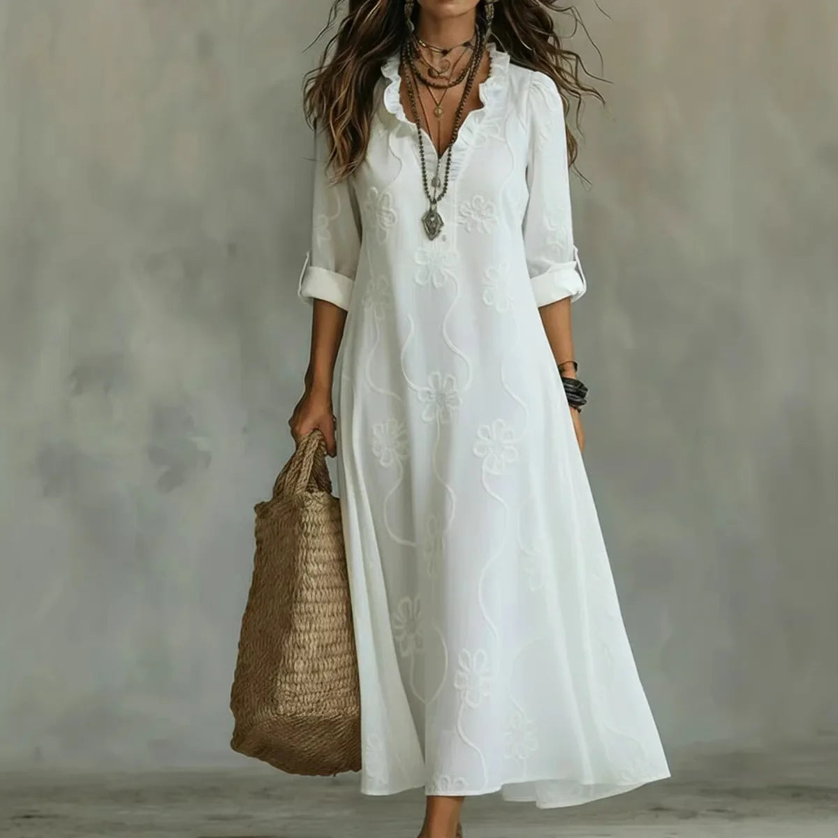 Sabrina™ | Embroidered Floral Maxi Dress
