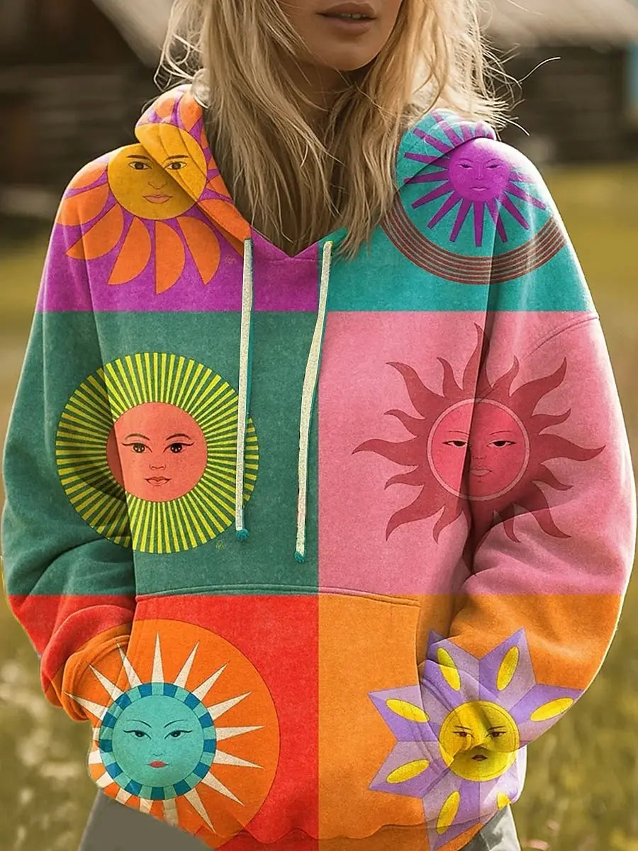 Florianne™ | Rainbow Sunburst Graphic Hoodie