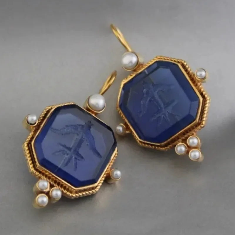 Clavienne™ | Vintage Pearl Geometric Drop Earrings