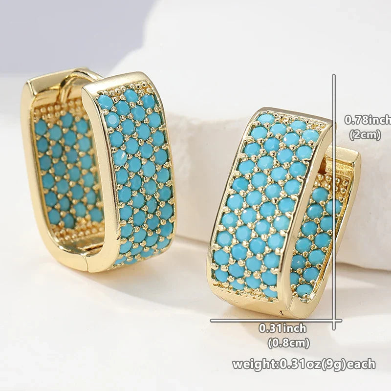 Odaline™ | Turquoise Pavé Gold Huggie Earrings
