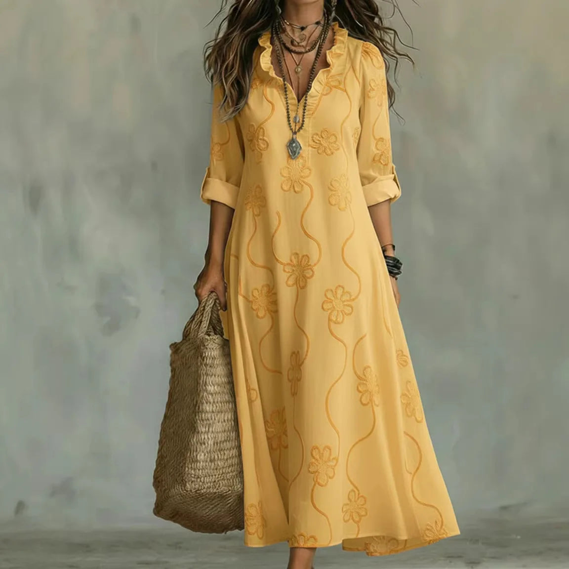 Sabrina™ | Embroidered Floral Maxi Dress