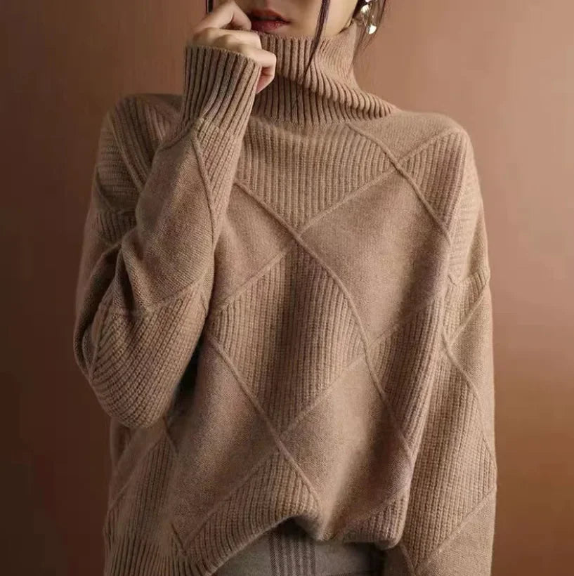 Celeste™ | Diamond Pattern Turtleneck Sweater