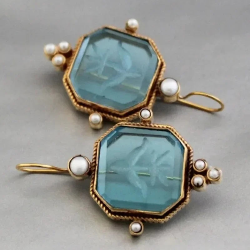 Clavienne™ | Vintage Pearl Geometric Drop Earrings