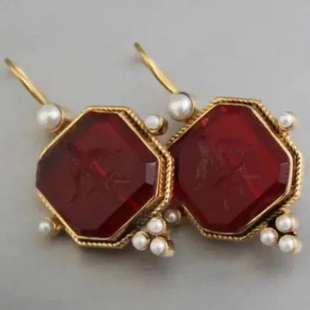 Clavienne™ | Vintage Pearl Geometric Drop Earrings