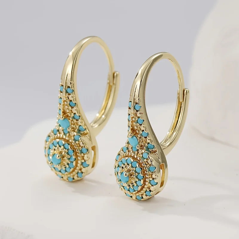 Bettina™ | Turquoise Mosaic Teardrop Gold Earrings