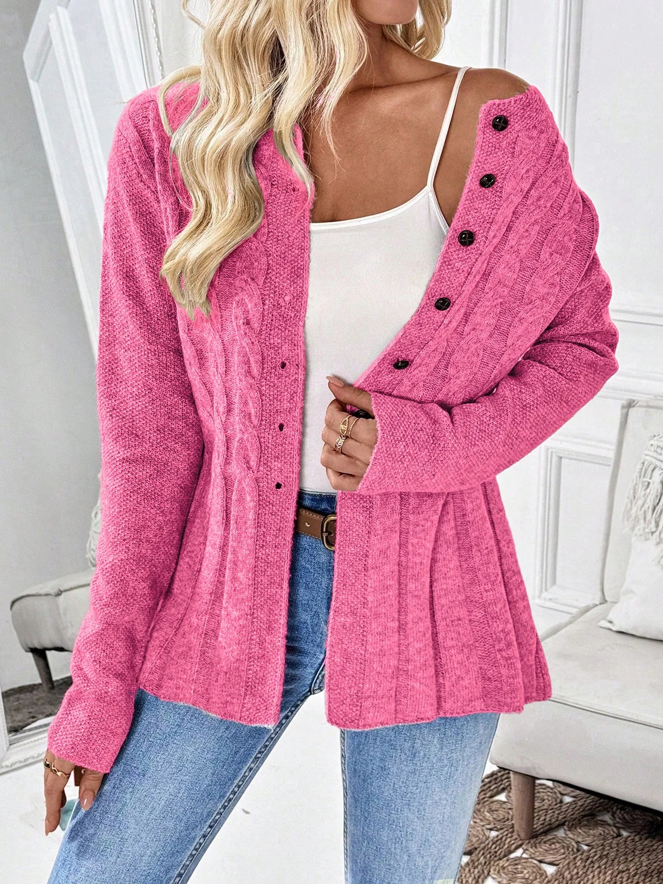 Isadora™ | Cable-Knit Peplum Cardigan