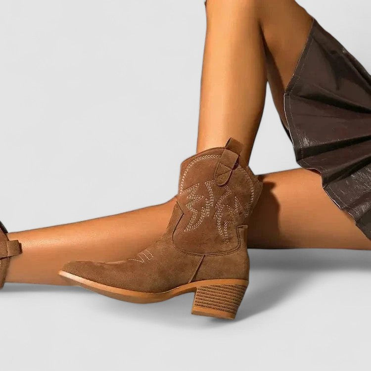 Tatum™ | Embroidered Western Ankle Boots