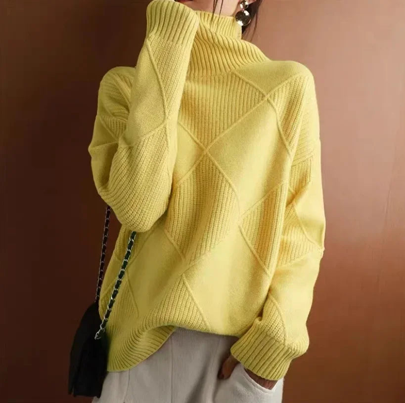 Celeste™ | Diamond Pattern Turtleneck Sweater