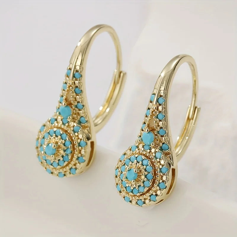 Bettina™ | Turquoise Mosaic Teardrop Gold Earrings